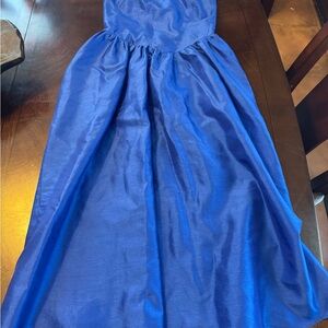 Royal Blue Satin Full Skirt Dress